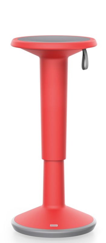 Roter UPis1 Stehhocker von Interstuhl: Ergonomischer, höhenverstellbarer Bürohocker für dynamisches Sitzen und Stehen.